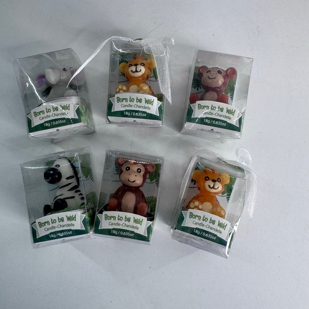 Kate Aspen Born to be Wild Safari Animal Candles Set of 6 Jungle Party Favors